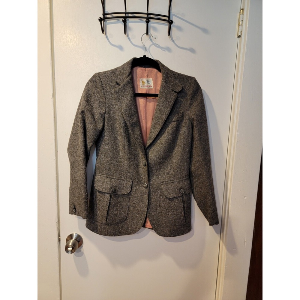 Vintage The Chorus Line Rickis Gray Tweed Wool Blend Blazer Jacket Gray 3 Button